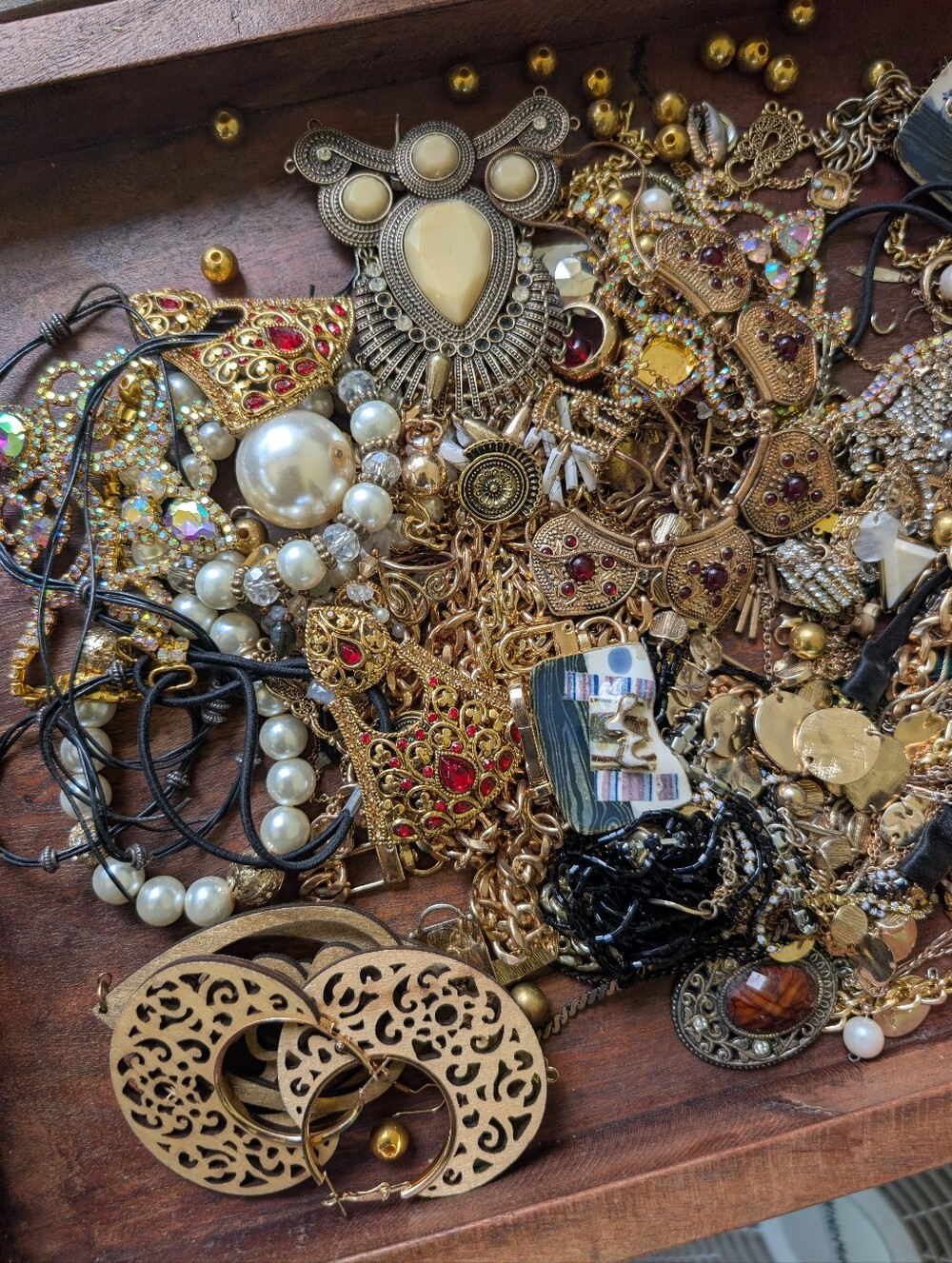 2 lb Jewelry Scrap Lot | Unique Gold Tone Jewelry Bundle for Crafting